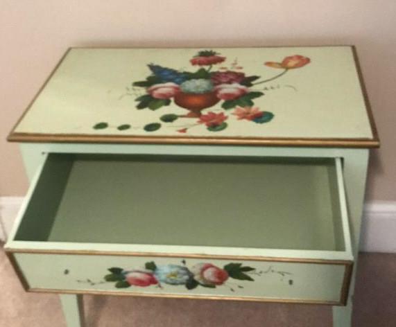 2-Drawer Hand-Painted Table—25 1/2” x 14 3/4”,