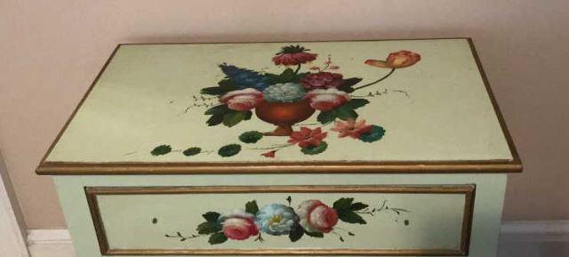 2-Drawer Hand-Painted Table—25 1/2” x 14 3/4”,