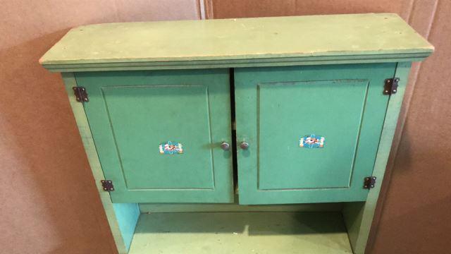 Vintage Child’s Green Cupboard, 19 3/4’’ W x 1