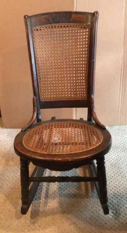 Antique Rocking Chairwith Cane Seat & Back