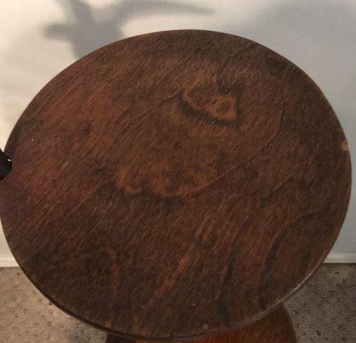 Antique Eagle Oak Stand with 3 Adj. Round