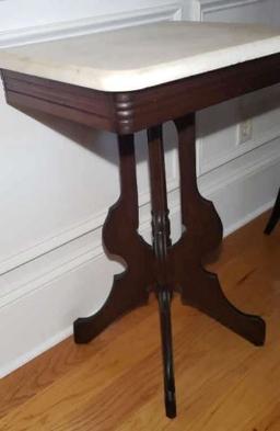 Antique Mahogany Marble Top Table, Late