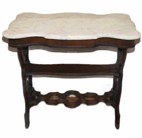 Antique Marble Top Table, Late 19th Century