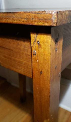 Handmade Wood Table, 18’’ W x 16’’ D x 25 5