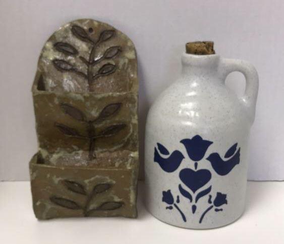 Vintage Pottery Letter Holder And Jug