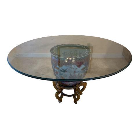 Round Glass Top Dining Table with