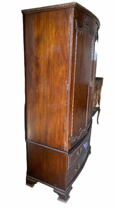 Antique Mahogany Wardrobe with Carved and Applied