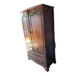 Antique Mahogany Wardrobe with Carved and Applied