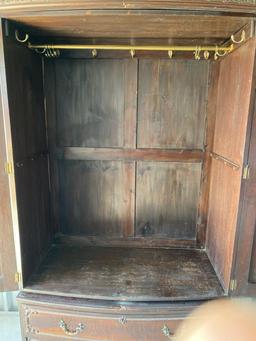 Antique Mahogany Wardrobe with Carved and Applied