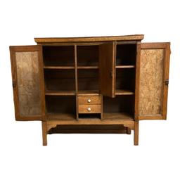 Antique Oak Bookcase with (2) Glass Doors— Brass