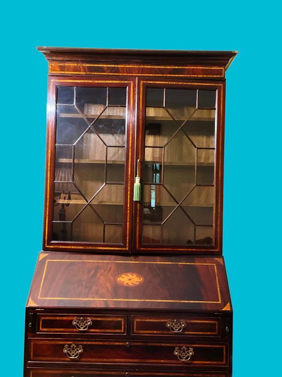 Antique Mahogany Secretary in Inlaid Satinwood,