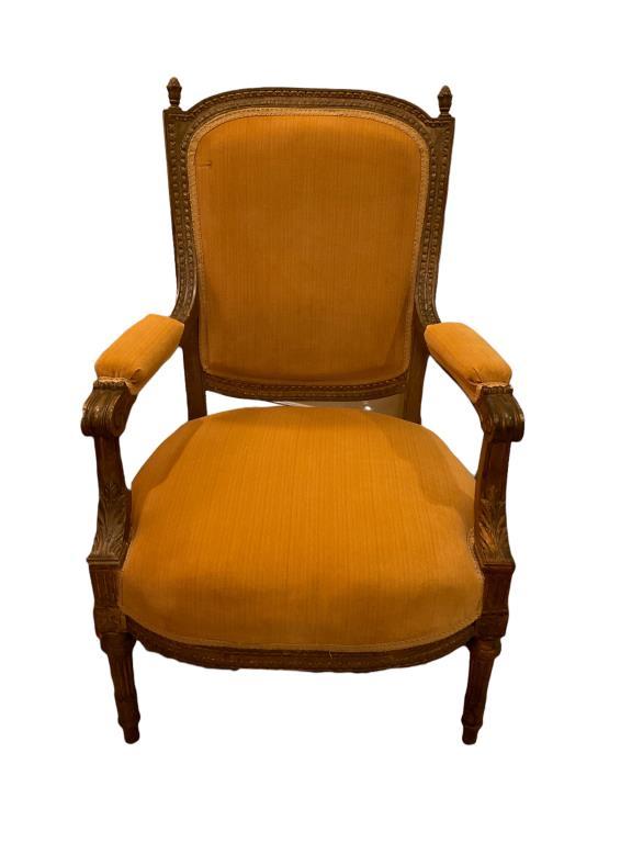 Gold Upholstered Arm Chair