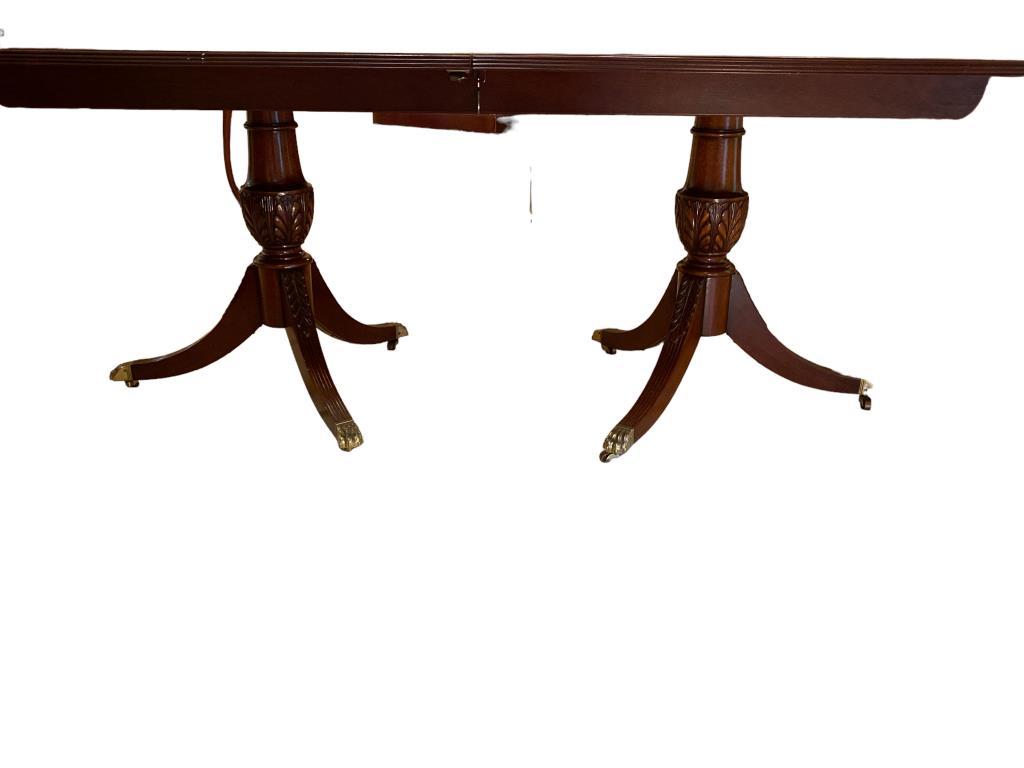 Mahogany Double Pedestal Dining Table & (6)