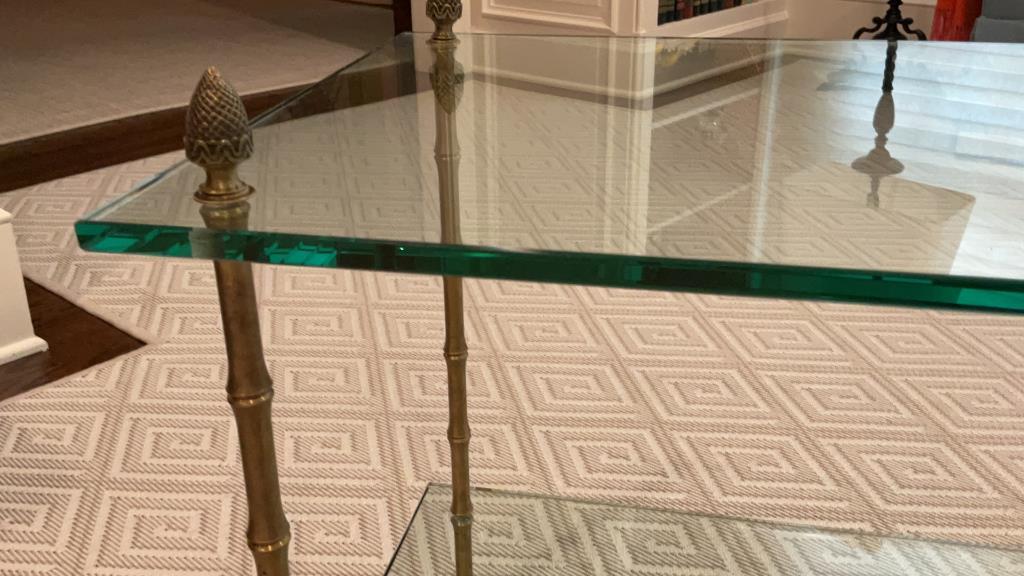 Glass & Brass Two Tier Coffee Table--