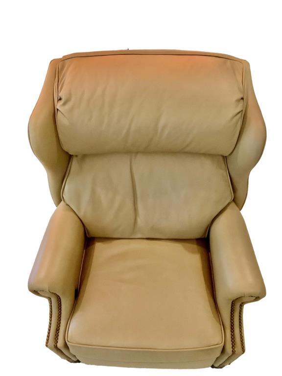 Hancock & Moore Leather Recliner--Brass Tacks - Battery Operated