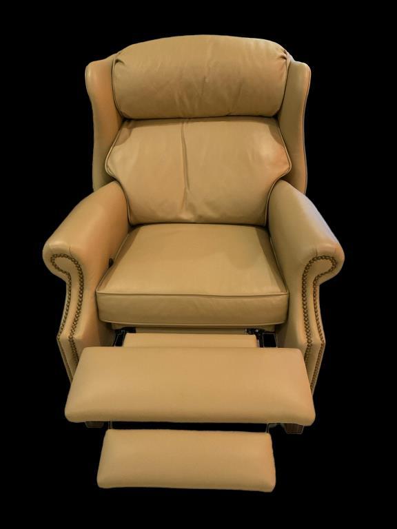 Hancock & Moore Leather Recliner--Brass Tacks - Battery Operated