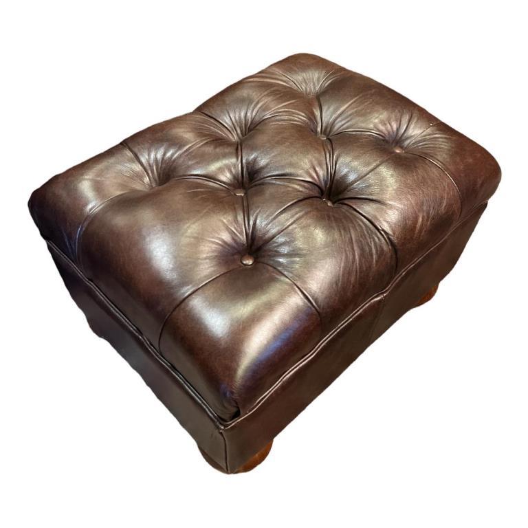 Leather Chair with Tufted Back and Matching