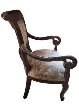 Wooden and Upholstered Arm Chair