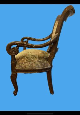 Wooden and Upholstered Arm Chair