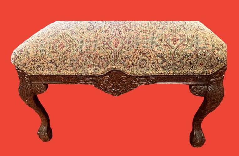 Wooden and Upholstered Footstool/Bench - 27" x 20"