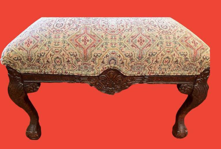 Wooden and Upholstered Footstool/Bench - 27" x 20"