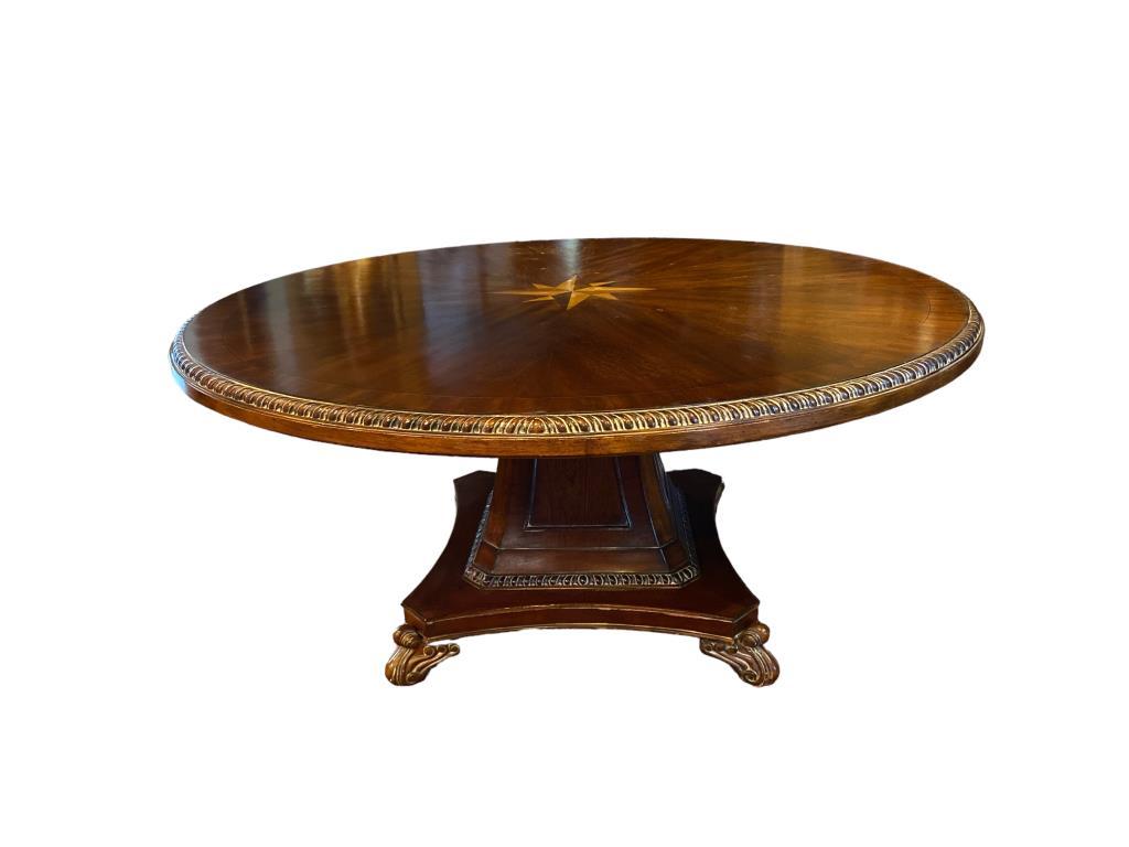 Round Pedestal Table with Inlaid Center Star