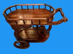 Wooden Tea Cart - 36" x 16", 30" H