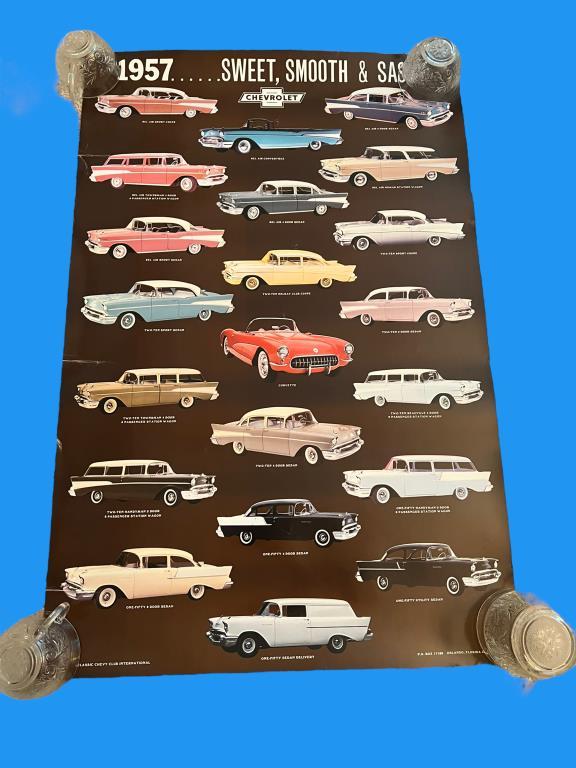 (3) Vintage Chevy Car Posters-22.5” x 34”