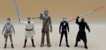 (5) 2013 Star Wars Figures, Rey, Chewbacca, Luke