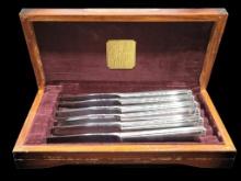 Set of (6) Stainless Steel Steak Knives in Wooden