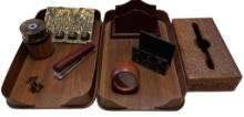 Assorted Wooden Desk Accessories: Letter