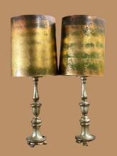 Pair of Gold Painted Table Lamps - 41” H to Top
