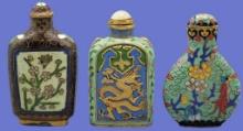 (3) Chinse Cloisonne Snuff Bottles----20th Century