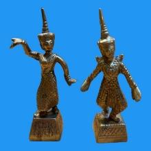 Pair of Brass Thai Dancing Deities
