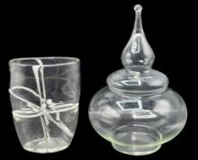 9" Glass Vase and 14" Glass Covered Dish