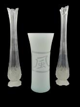 (3) Vintage Glass Vases-18 3/4”, 18 1/4”, 12 3/4”