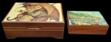 (2) Wooden Hinged Music Boxes including