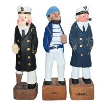 (3) Hand Carved and Hand Painted Wooden Sailor