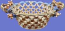Chinese Porcelain 2-Handle Bowl with Openwork