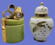 Round Ceramic Decorative Covered Jar and Ceramic