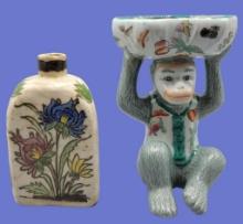 Chinese Porcelain Monkey Dish and Vintage