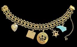 12 Kt Yellow Gold Filled Charm Bracelet with (5)