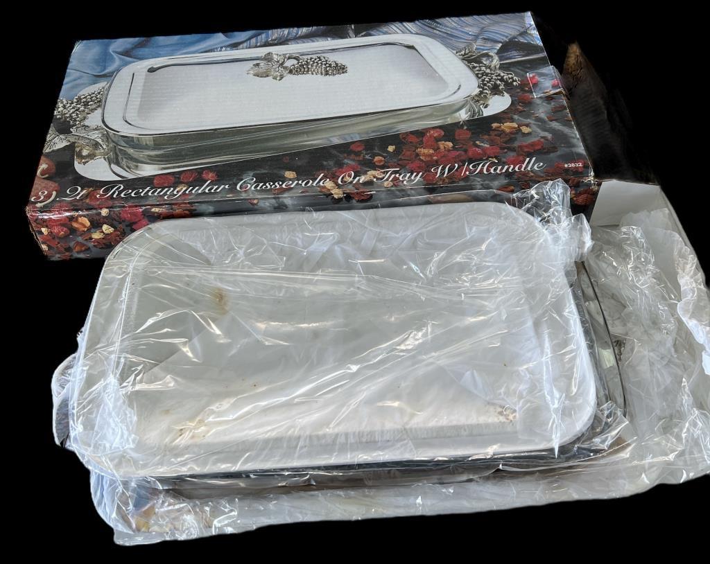 3-Quart Rectangular Silver Plate Casserole on