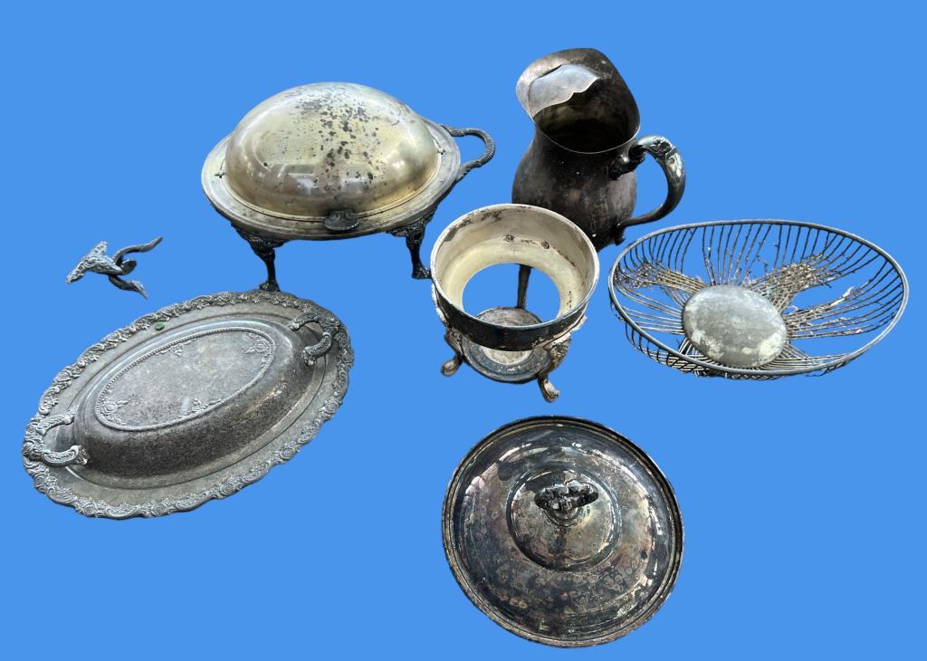 Assorted Silverplate Serving Pieces, Some