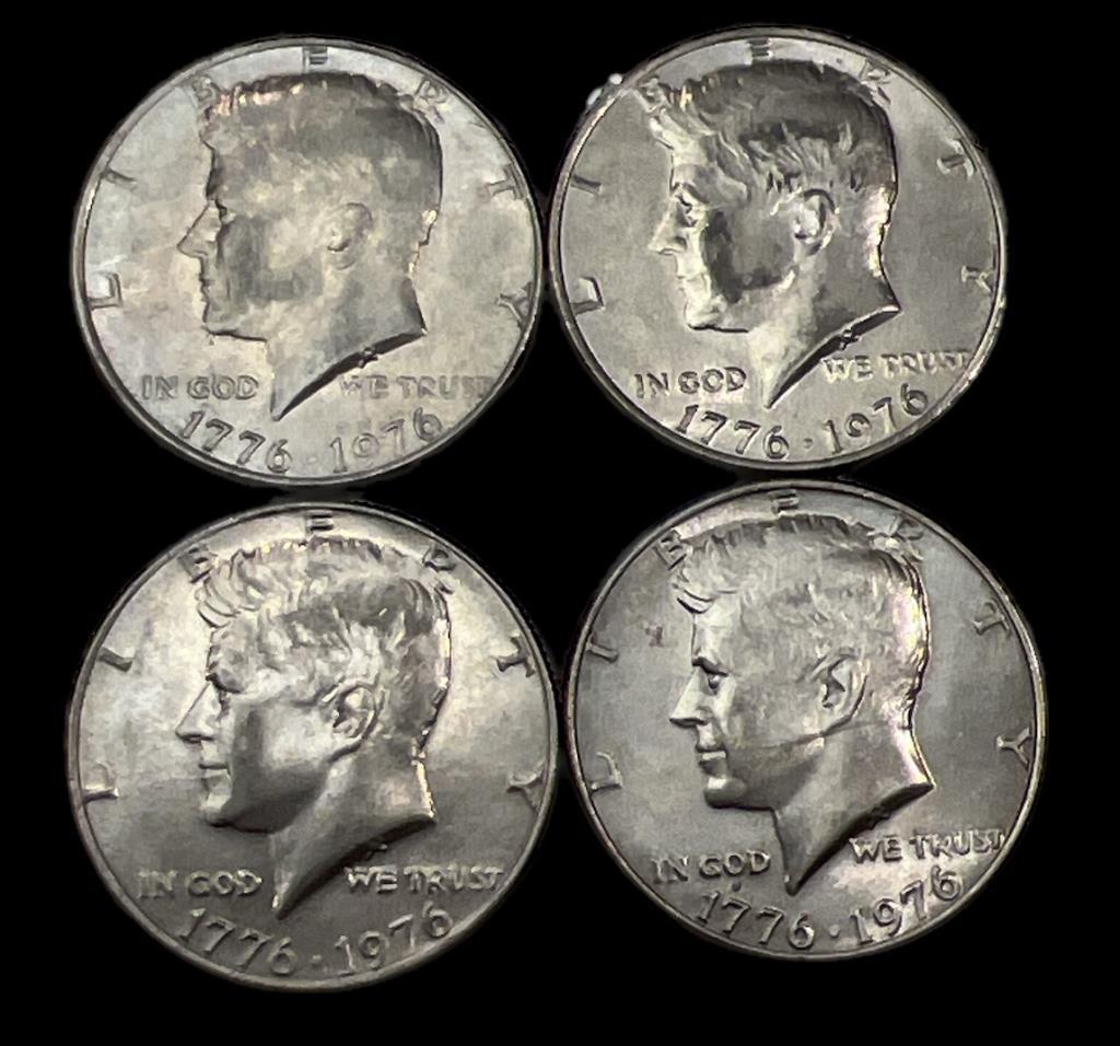 (4) Bicentennial Kennedy Half Dollars--No Mint
