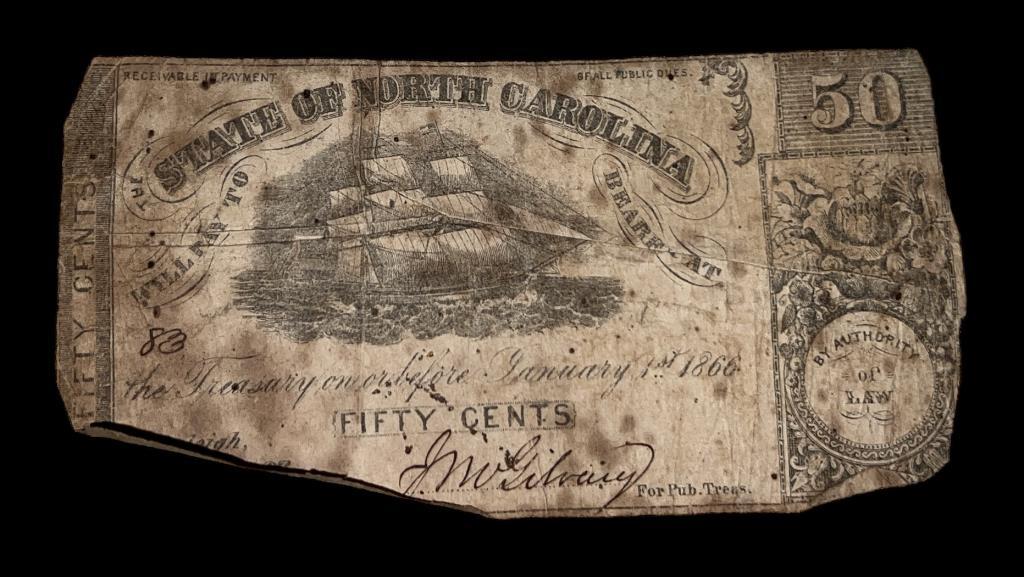 Confederate 50 Cents 1866 Confederate Treasury