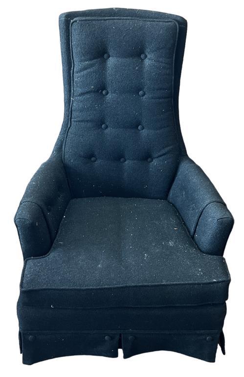 Black Tweed High Back Arm Chair