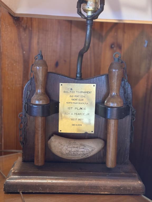 Nautical Lamp: Lamp with Award Plaque and
