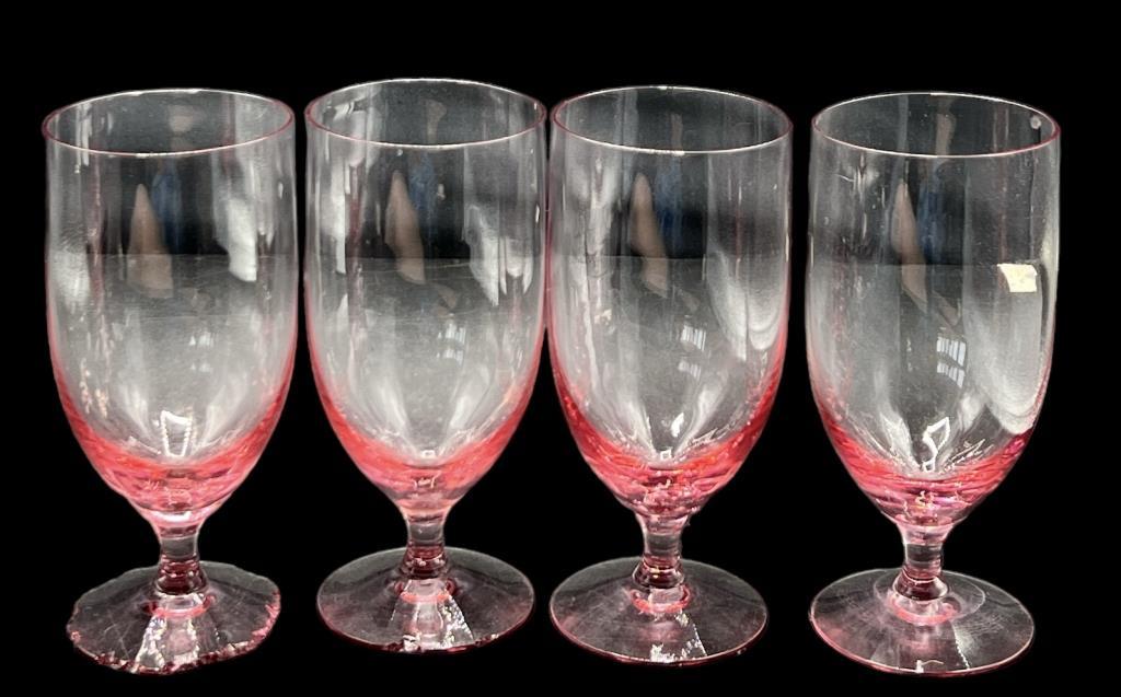 Pink Stemware:  (2) Water, (4) Iced Tea, (8)