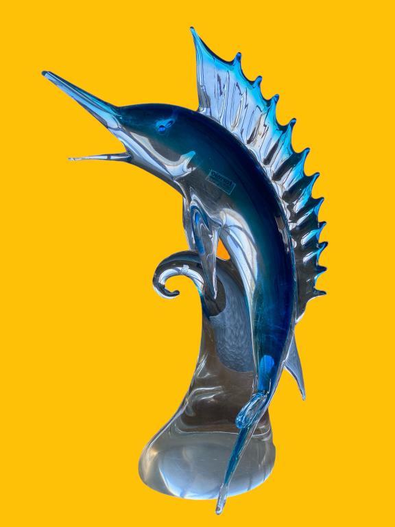 Murano Glass Swordfish Figurine (Italy) 16 1/4"